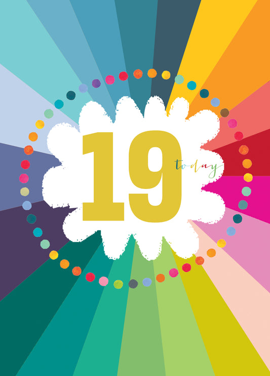 Colourful Cloud 19th Birthday Card