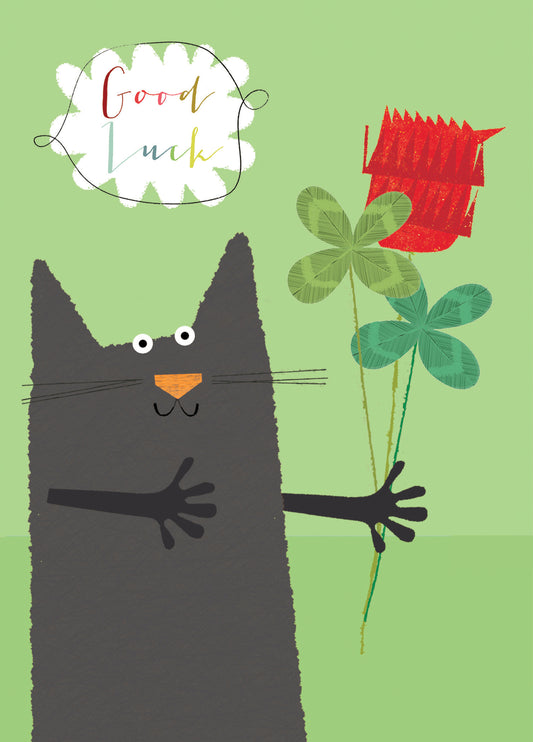 Black Cat Clover Good Luck