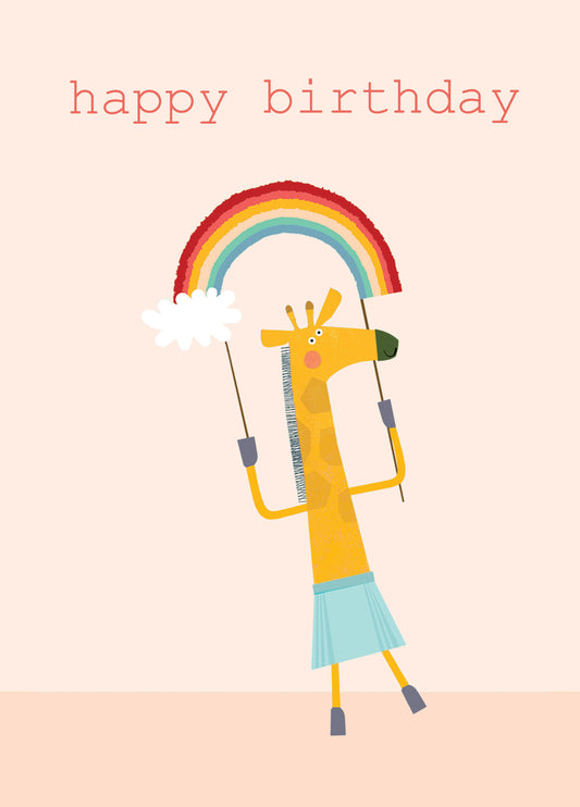 Giraffe Rainbow Happy Birthday