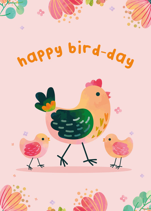 Happy Bird-day! Pretty Bird Birthday Card