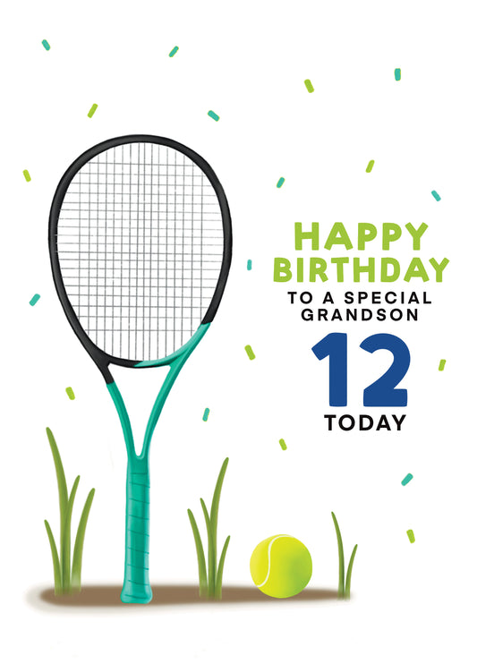12 Today Special Grandson Tennis Card.