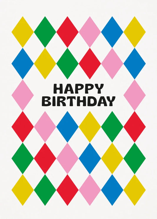 Happy Birthday Rainbow Diamonds Card