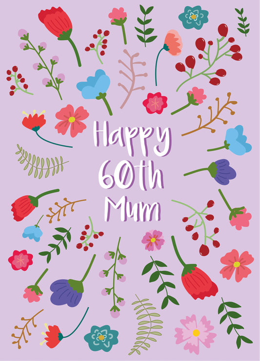 Happy 60th Birthday Mum Card