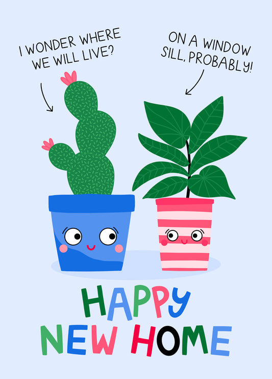Happy New Home Card - Plant Pot Family