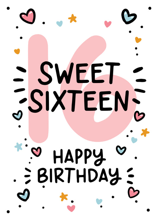 16th Birthday Card For Her - Sweet Sixteen