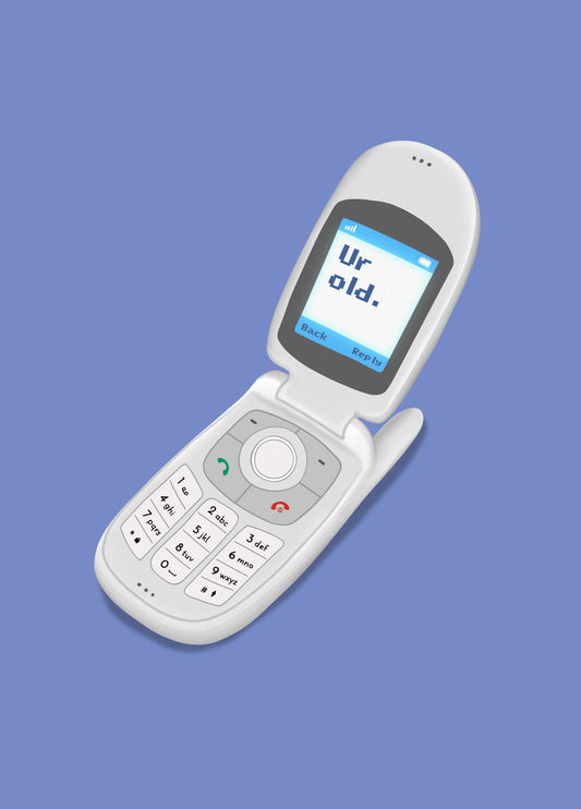 Retro Flip Phone - Ur Old Text Birthday Card