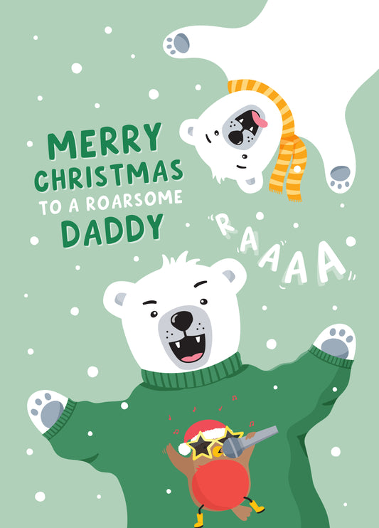Roarsome Daddy Christmas Card