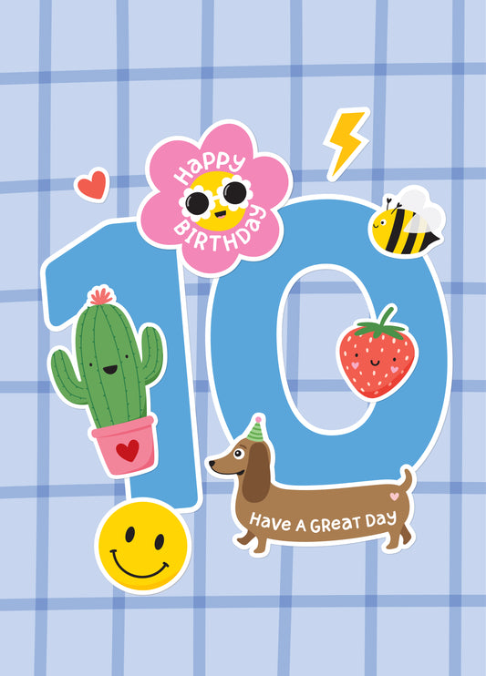 Sticker 10th Birthday Card