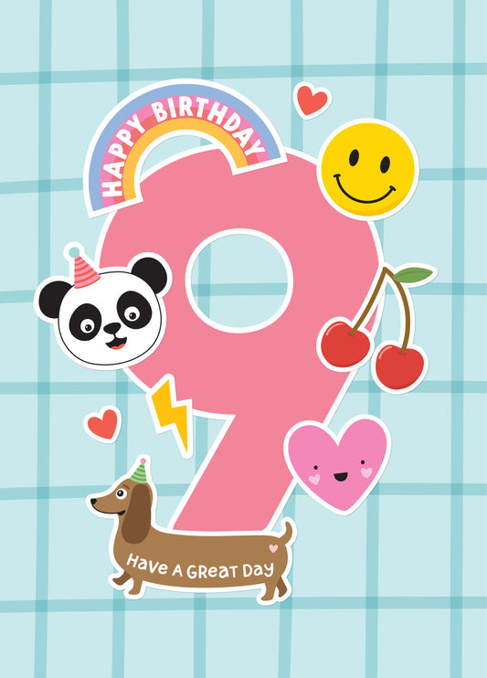 Sticker 9th Birthday Card