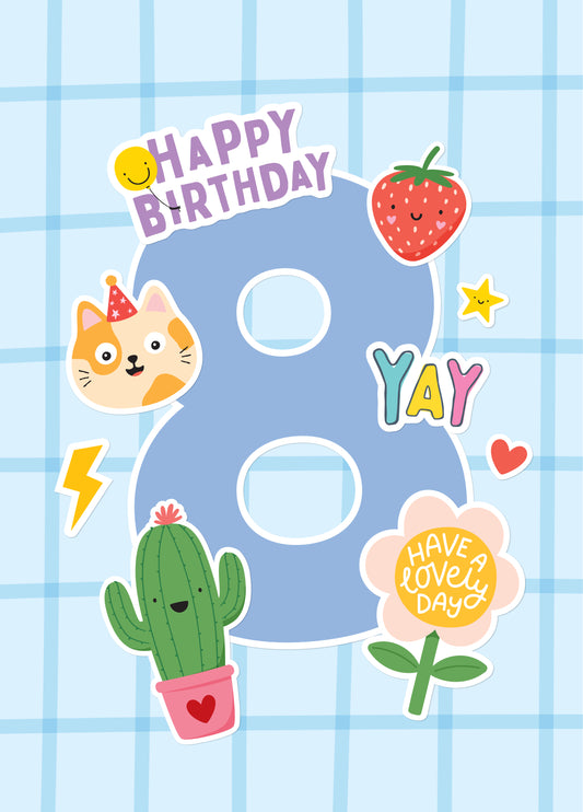 Sticker 8th Birthday Card