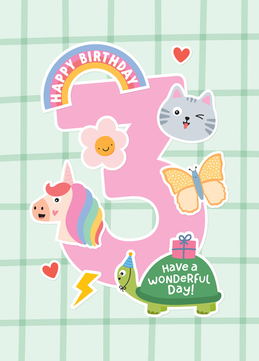 Sticker 3rd Birthday Card