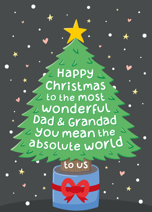 Wonderful Dad & Grandad Christmas Tree Card