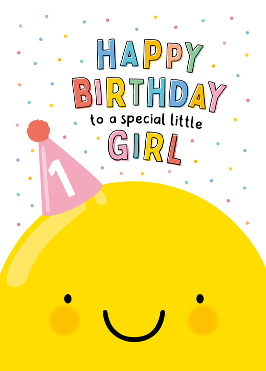 Happy Balloon 1st Birthday Card - Birthday Girl