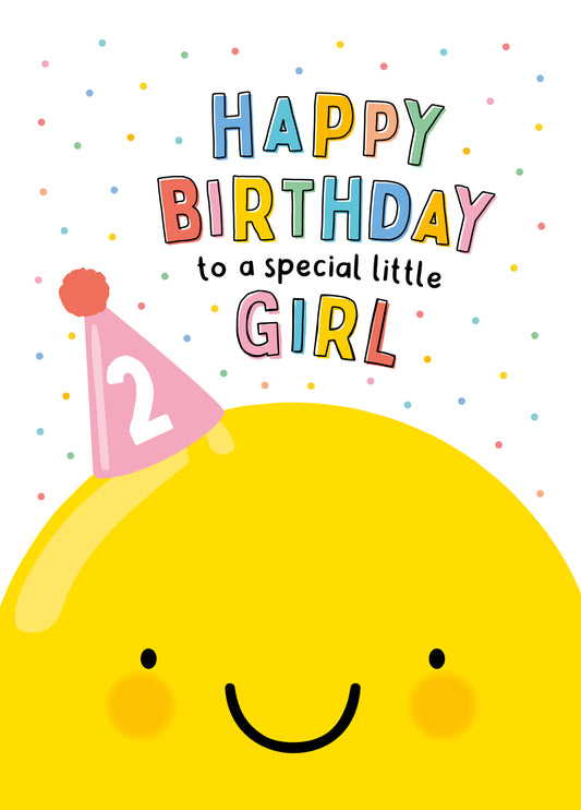 Happy Balloon 2nd Birthday Card - Birthday Girl