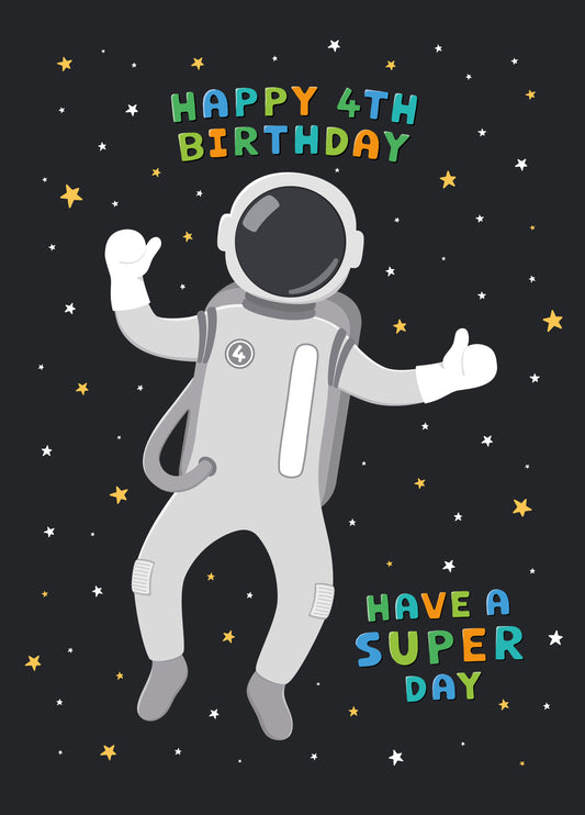 4th Birthday Card - Astronaut Adventure