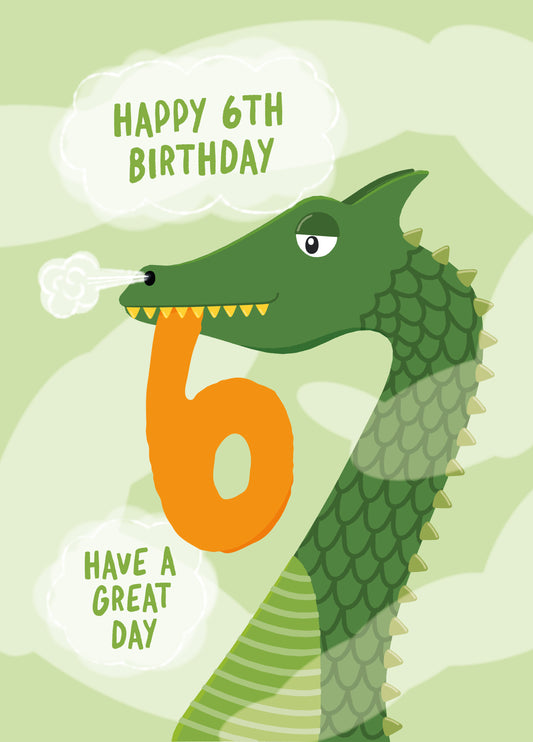 Dragon 6th Birthday Card