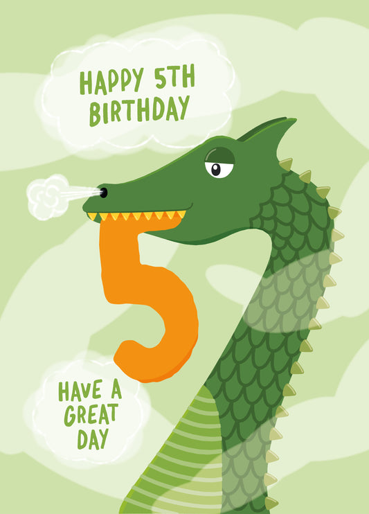 Dragon 5th Birthday Card