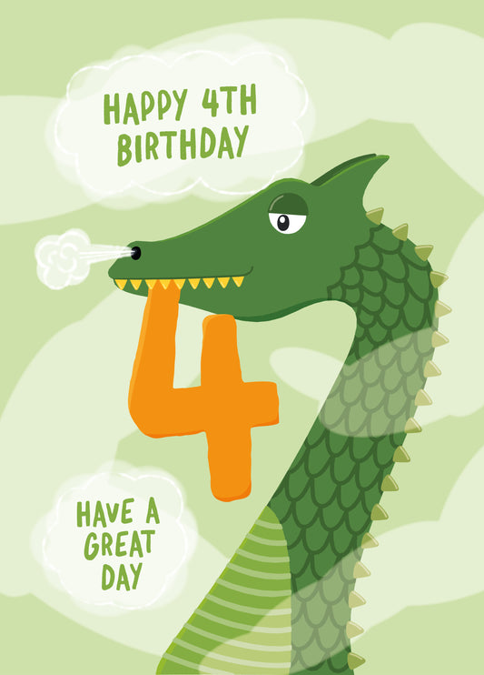 Dragon 4th Birthday Card