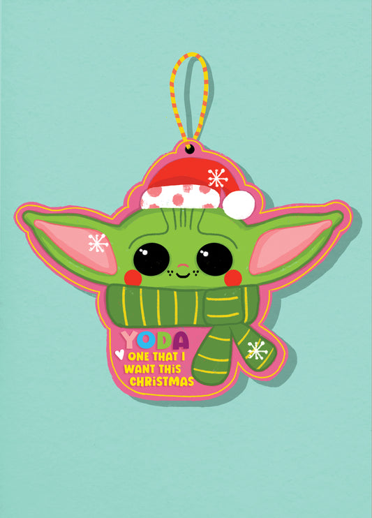 Yoda One I Want Christmas Card