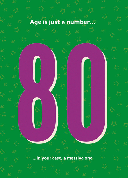 80th Birthday Age Is Just A Number Card