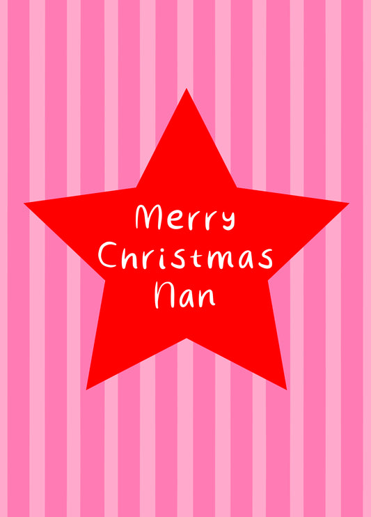 Merry Christmas Nan Red Star Card