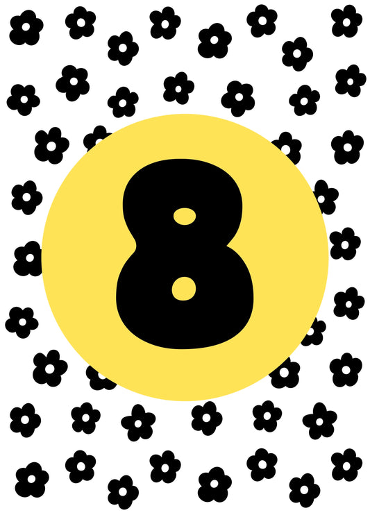 8th Birthday Groovy Flowers Card