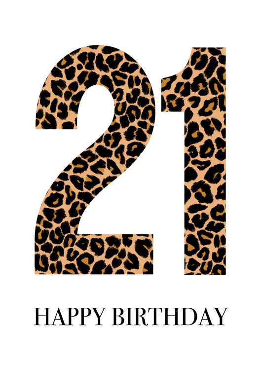 21st Birthday Leopard Print Numbers