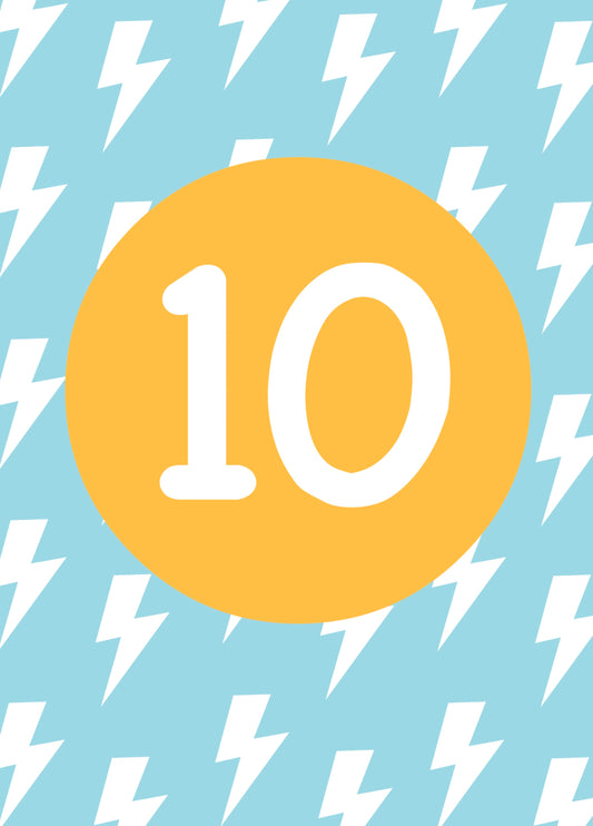 10th Birthday Circle With Lightning Card