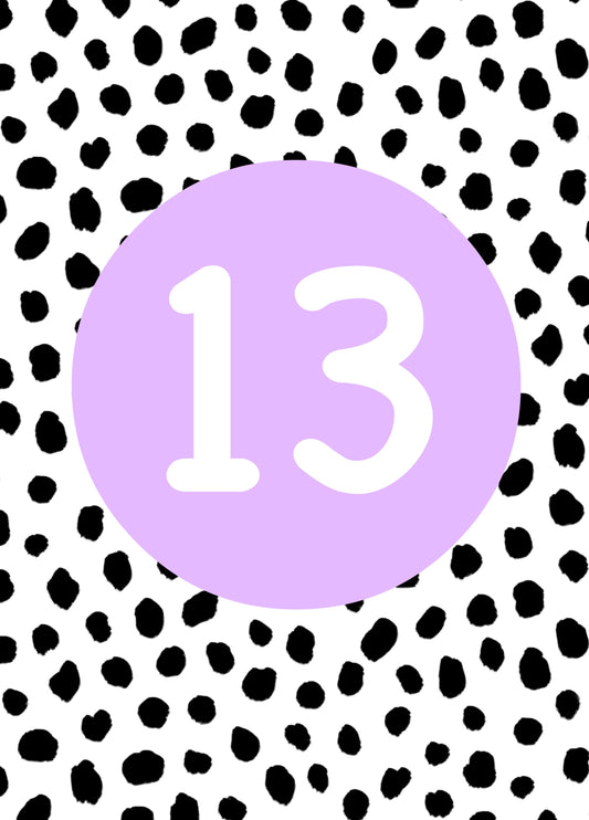 13th Birthday Dotty Purple Card