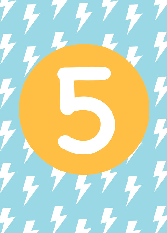 5th Birthday Circle With Lightning Card