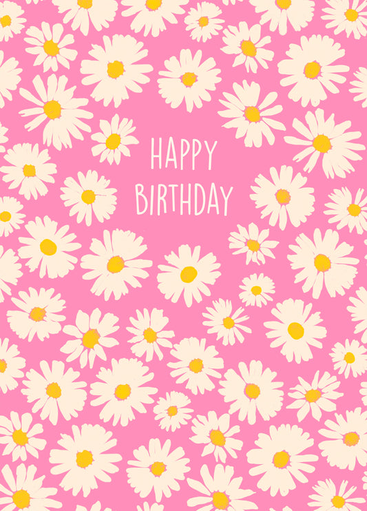 Daisy Print Birthday Card