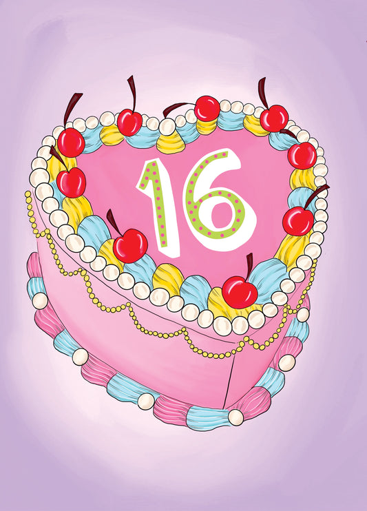 16th Birthday Cake Card