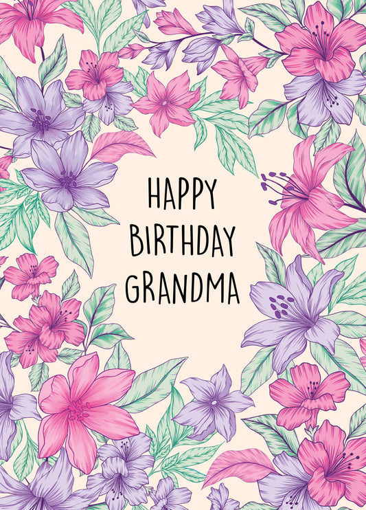 Gorgeous Botanical Birthday Card For Grandma