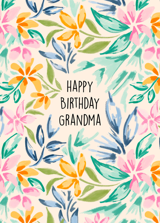 Happy Birthday Grandma Floral Card