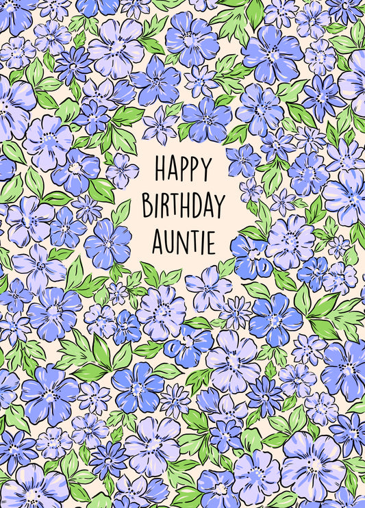 Gorgeous Floral Printed Birthday Card For You Auntie