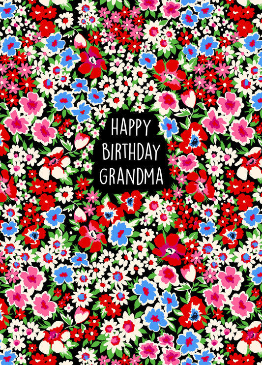 Cute Floral Birthday Card For Grandma