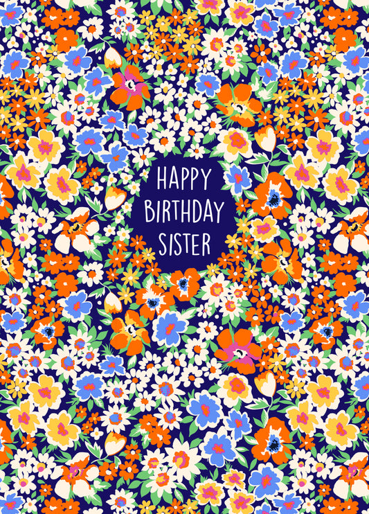 Cute Floral Birthday Card For Your Sister