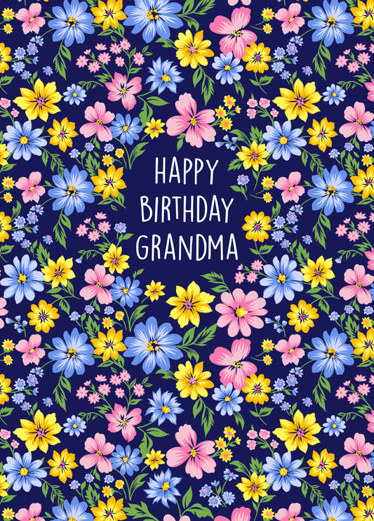 Pretty Floral Birthday Card For Grandma