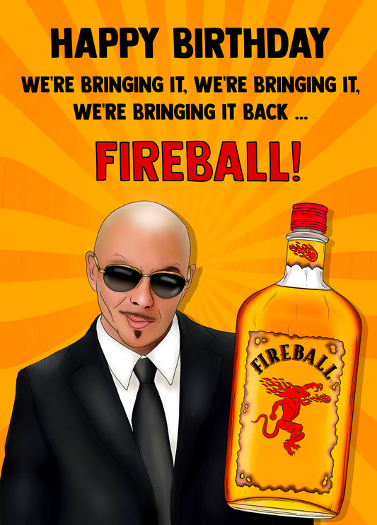 Pitbull Fireball Birthday Card