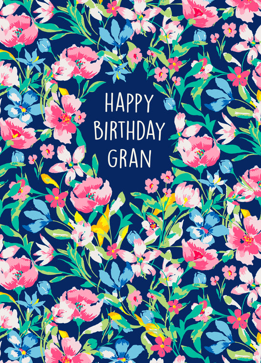 Pretty Floral Birthday Card For Gran