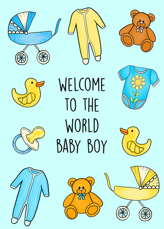 Welcome To The World Baby Boy Card