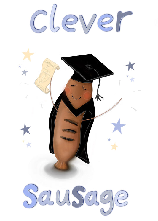 Clever Sausage Graduation Card