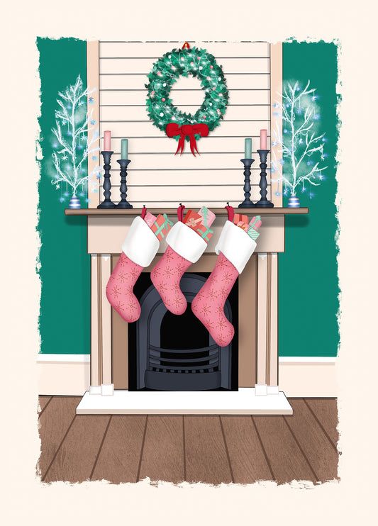 Pick Christmas Stockings By Fireplace