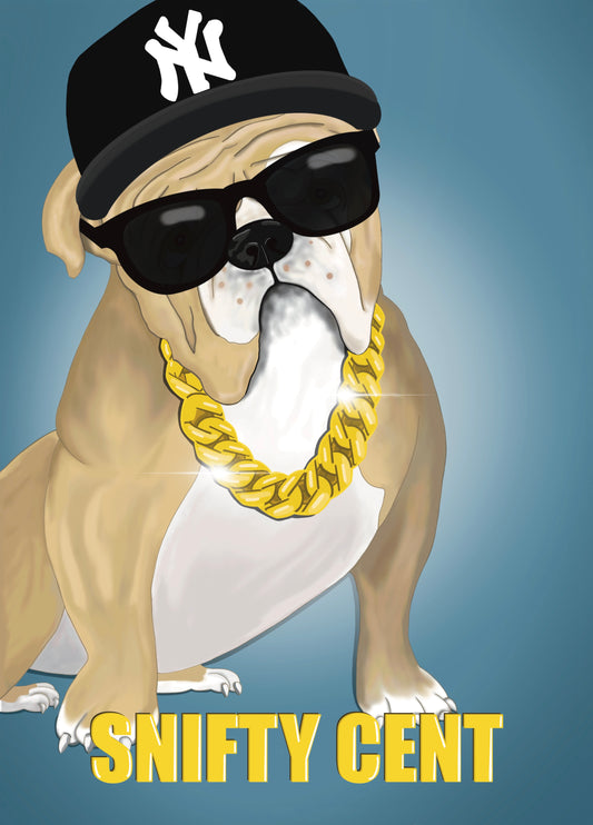 Snifty Cent - Funny Bulldog - Birthday Greetings Card