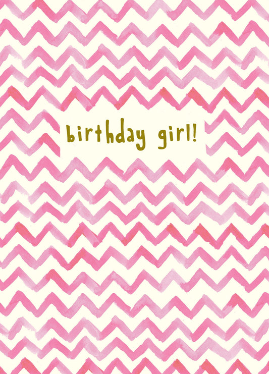 Pink Birthday Girl Zigzag Card