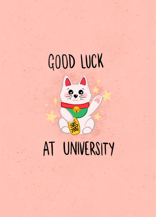Good Luck At University - Lucky Cat Card