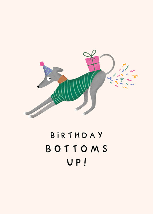 Bottoms Up! Dog Birthday Card
