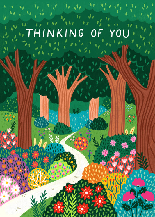 Pretty Thinking Of You Card - Floral Woodland