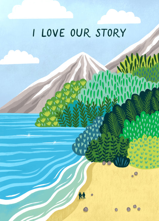 Classic Anniversary/Valentine's Day Card - Beach Mountains