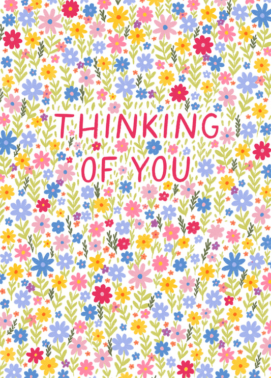 Pretty Thinking Of You Card - Pastel Florals
